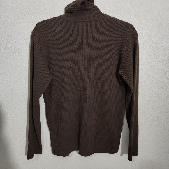 Vintage Jones New York Sweater Womens Petite Large Chocolate Brown Turtleneck - Picture 3 of 8
